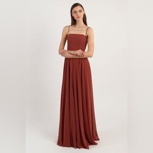 Jenny Yoo Bridesmaid Dress Renee 6 English Rose Wedding Maxi Rust Brick Red